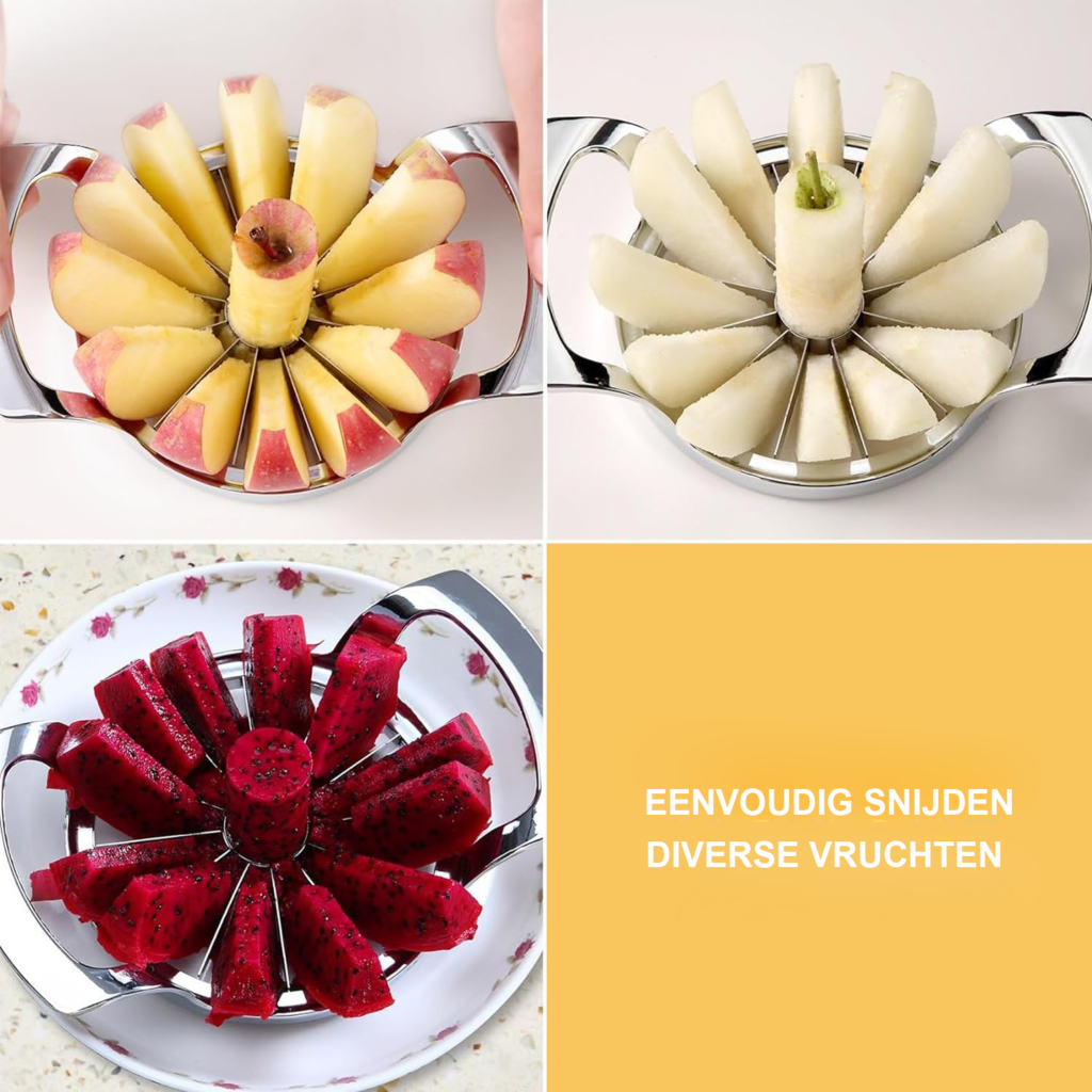 “Roestvrijstalen appelsnijder met scherp mes voor eenvoudig appels snijden”