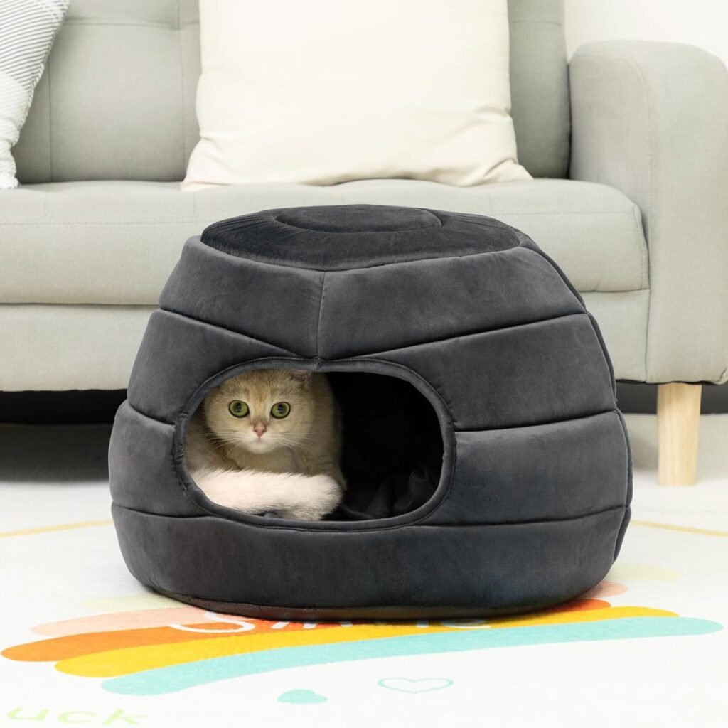 Opvouwbaar katten- en hondenbed donkergrijs met comfortabel matras, maat L 50x45 cm