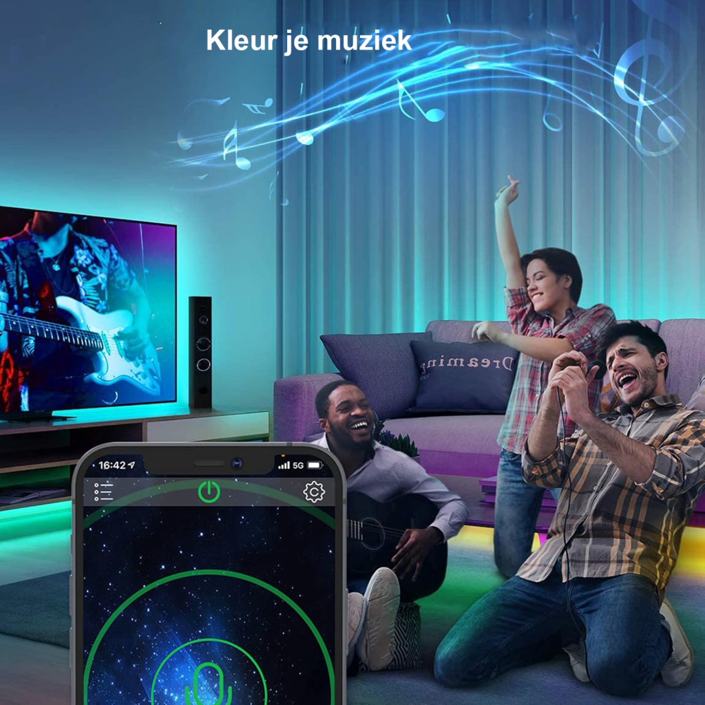 Waterdichte RGB LED strip 10 meter met Bluetooth controller en afstandsbediening, IP65 en 12V voeding
