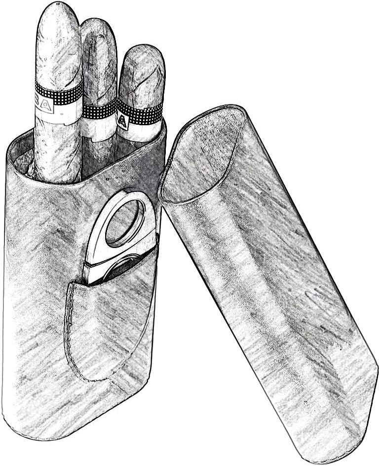 Leren 3-vinger sigarenhoes voor 3 sigaren met magnetische sluiting