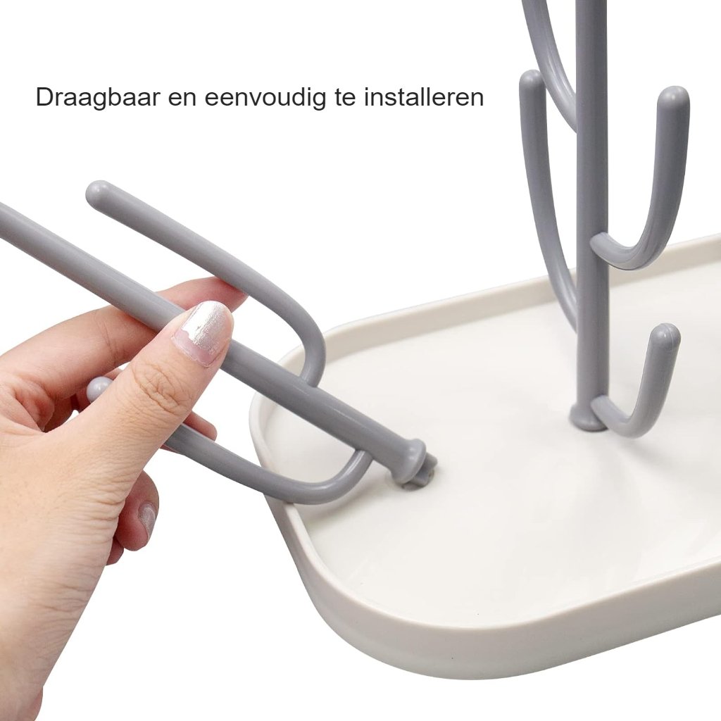 Babyflessen afdruiphouder, ruimtebesparende flessenstandaard met accessoire organizer, wit kunststof