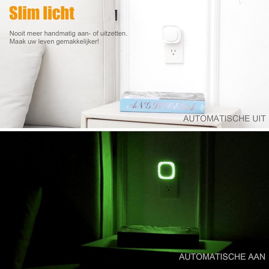 Nachtlicht stopcontact met schemersensor 2 stuks groen met 3 lichtstanden