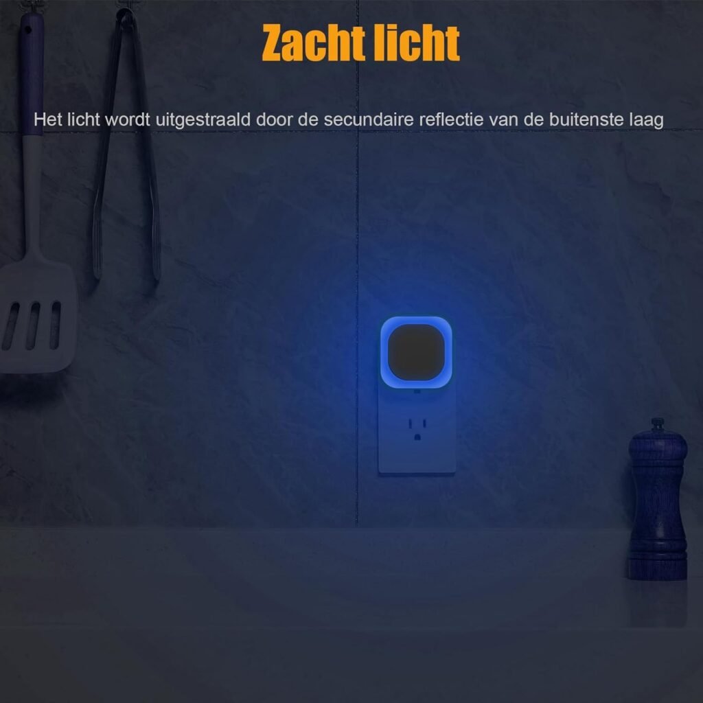 Nachtlamp met schemersensor set van 2, automatische aan/uit en instelbare helderheid in blauw (Azure)
