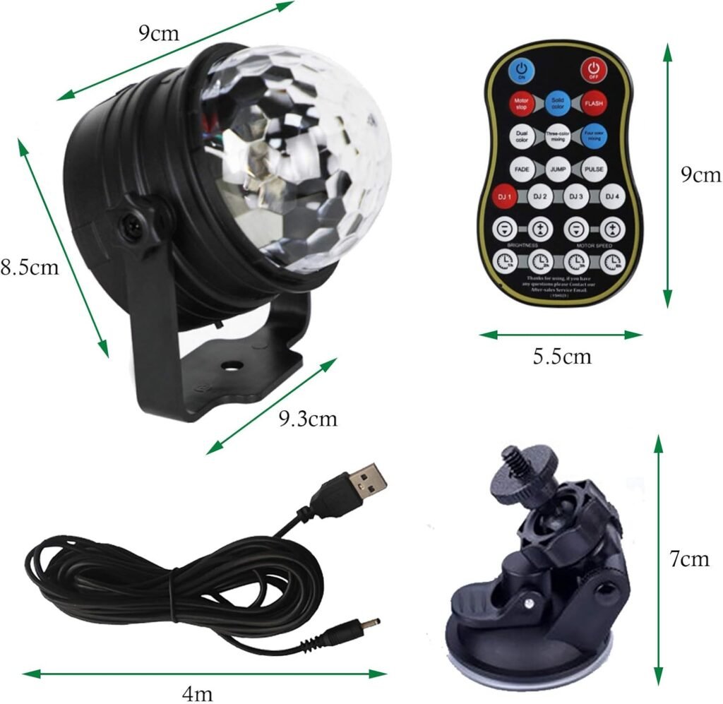 Oplaadbare LED discolamp met kleurverandering, muziekgestuurde modus en draadloze afstandsbediening
