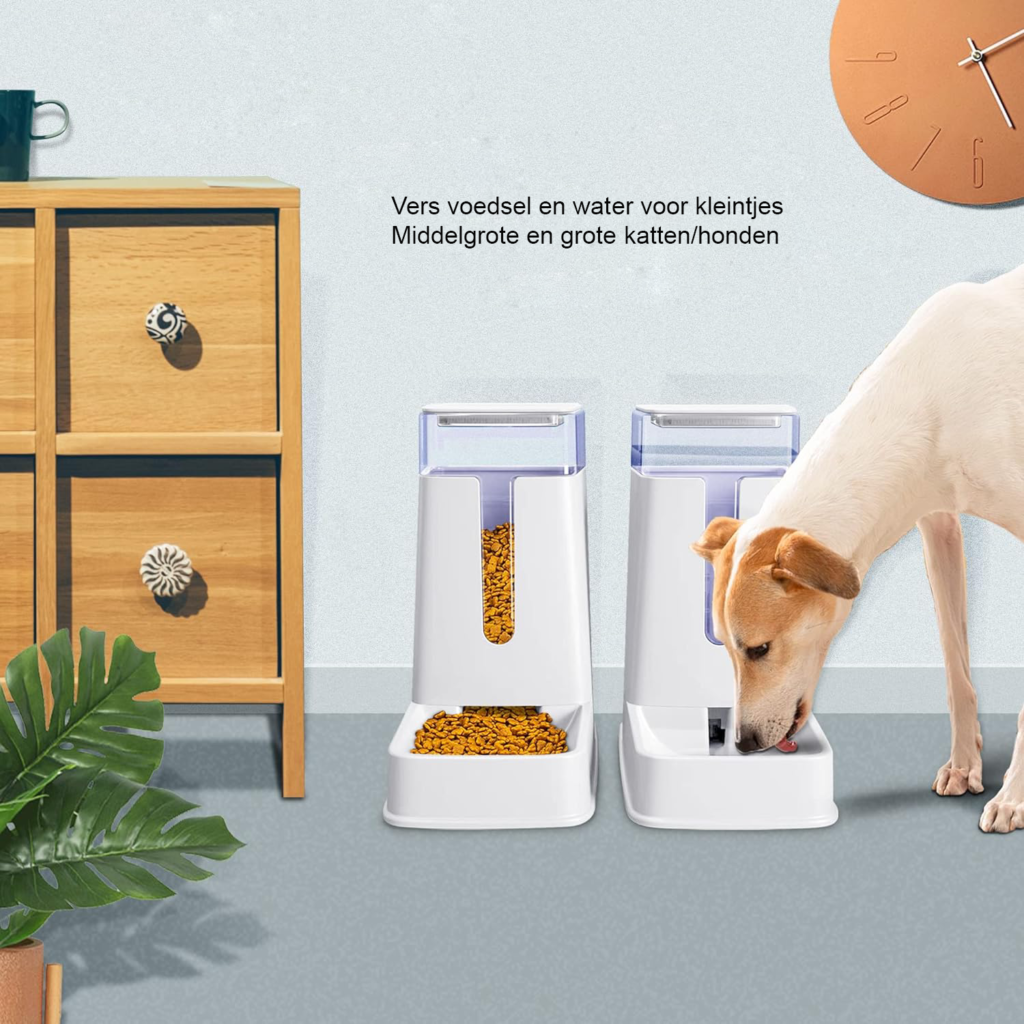 Voeder- en waterdispenser set 3,8 liter voor kleine en middelgrote honden en katten
