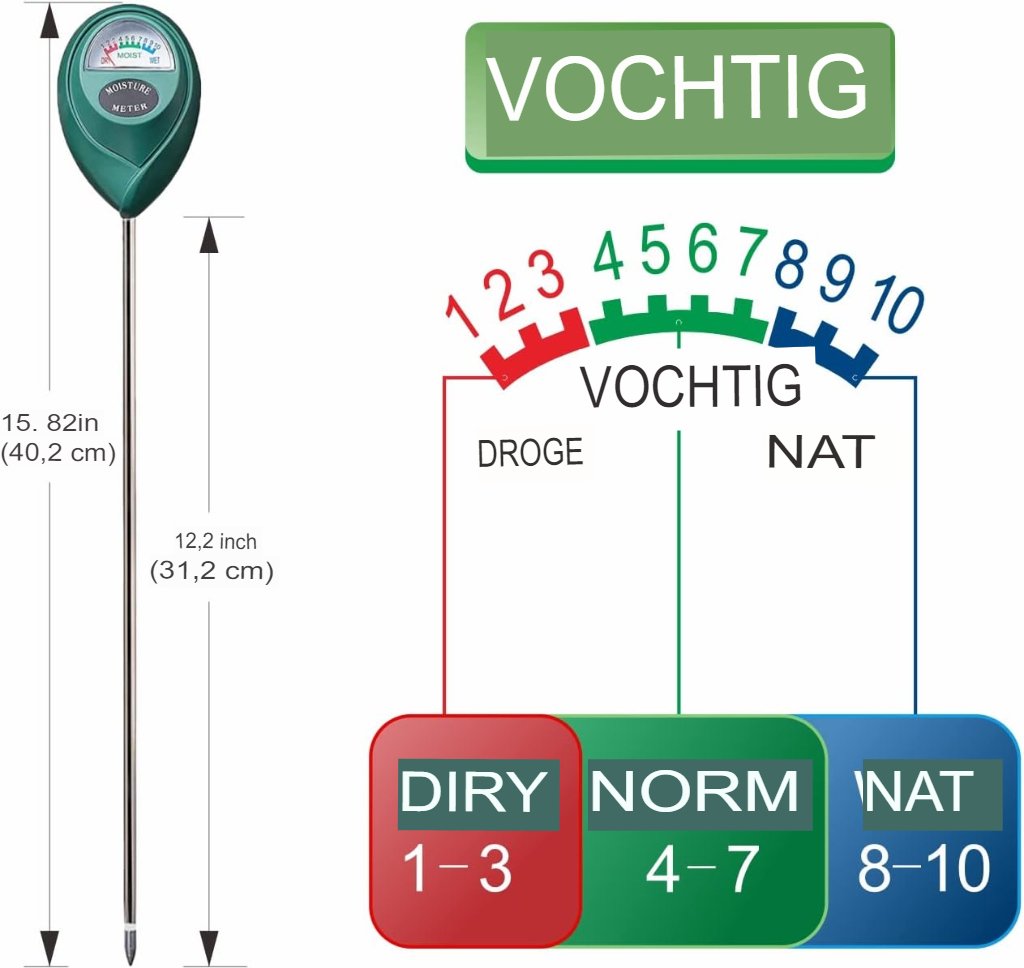 Bodemvochtigheidsmeter voor kamerplanten met waterindicator en indicatorsensor