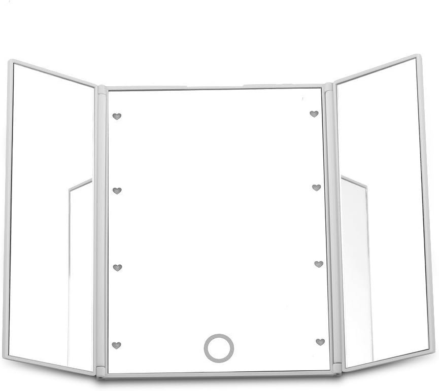 Staande make-upspiegel met LED-verlichting, draaibaar 360 graden, met standaard