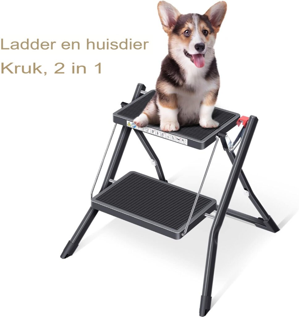 Opvouwbare trapladder met antislip treden en veiligheidsmechanisme