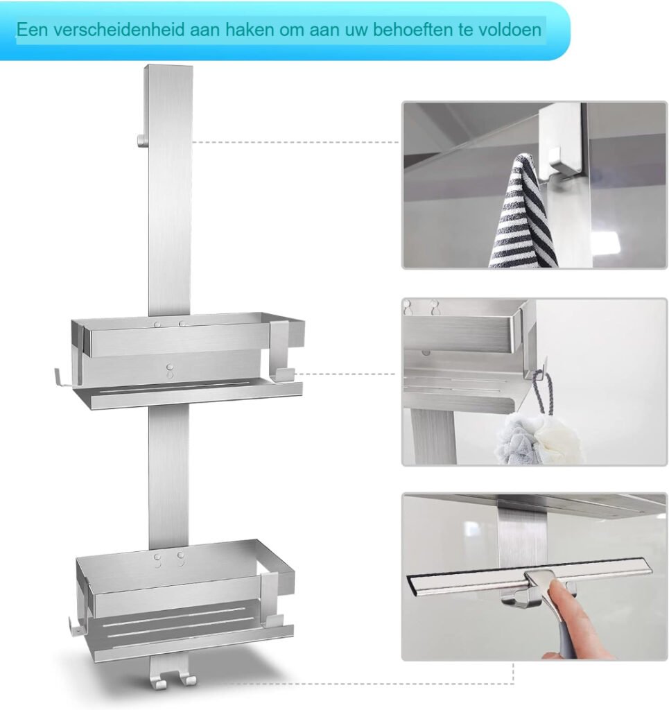 **Doucherek** - Roestvrij staal - Telescopisch ontwerp - 70 cm hoog