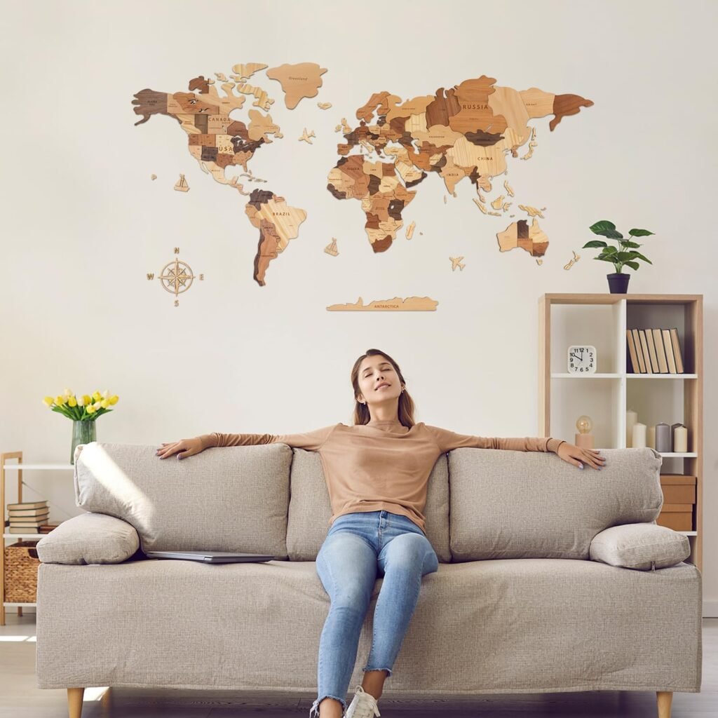Wereldkaart muursticker meerkleurig zelfklevend vinyl 150 x 85 cm