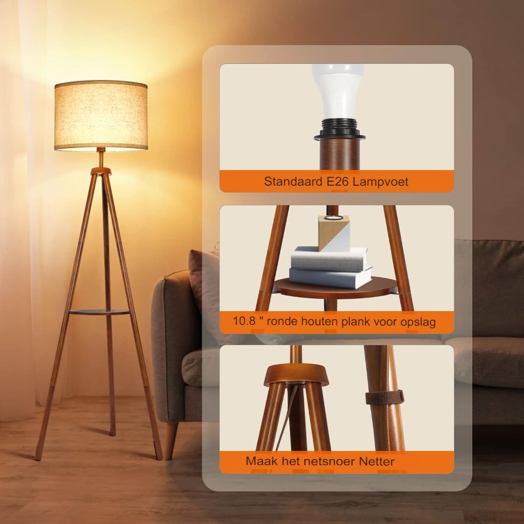 LED vloerlamp met afstandsbediening en verstelbare kleurtemperatuur voor slaapkamer
