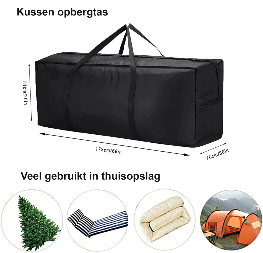 Waterdichte opbergtas voor tuinkussens en tuinmeubelen, 173 x 76 x 51 cm, voor buitengebruik