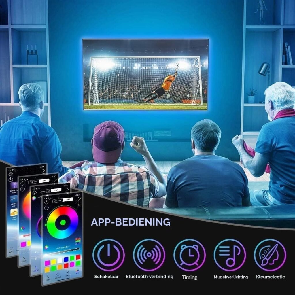 LED-stripverlichting USB voor TV, 3 meter, met afstandsbediening en synchronisatie, voor 45-60 inch TV