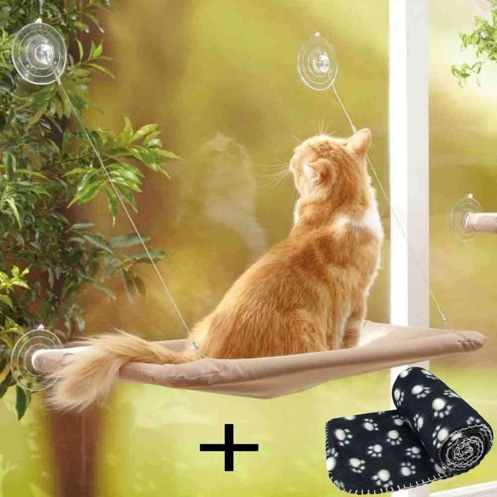 Honden- en kattenbed donutvorm 76 cm met pluche vulling en acupressuurmat