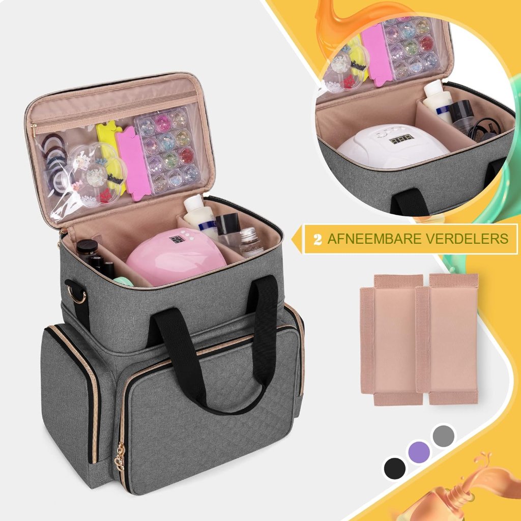 Nagellak opbergtas organizer voor 70 nagellakflessen grijs