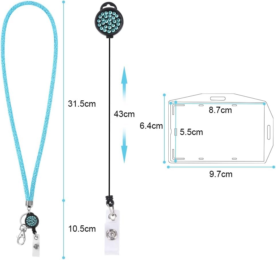 Lanyard met transparante ID-kaarthouder en sleutelhanger blauw