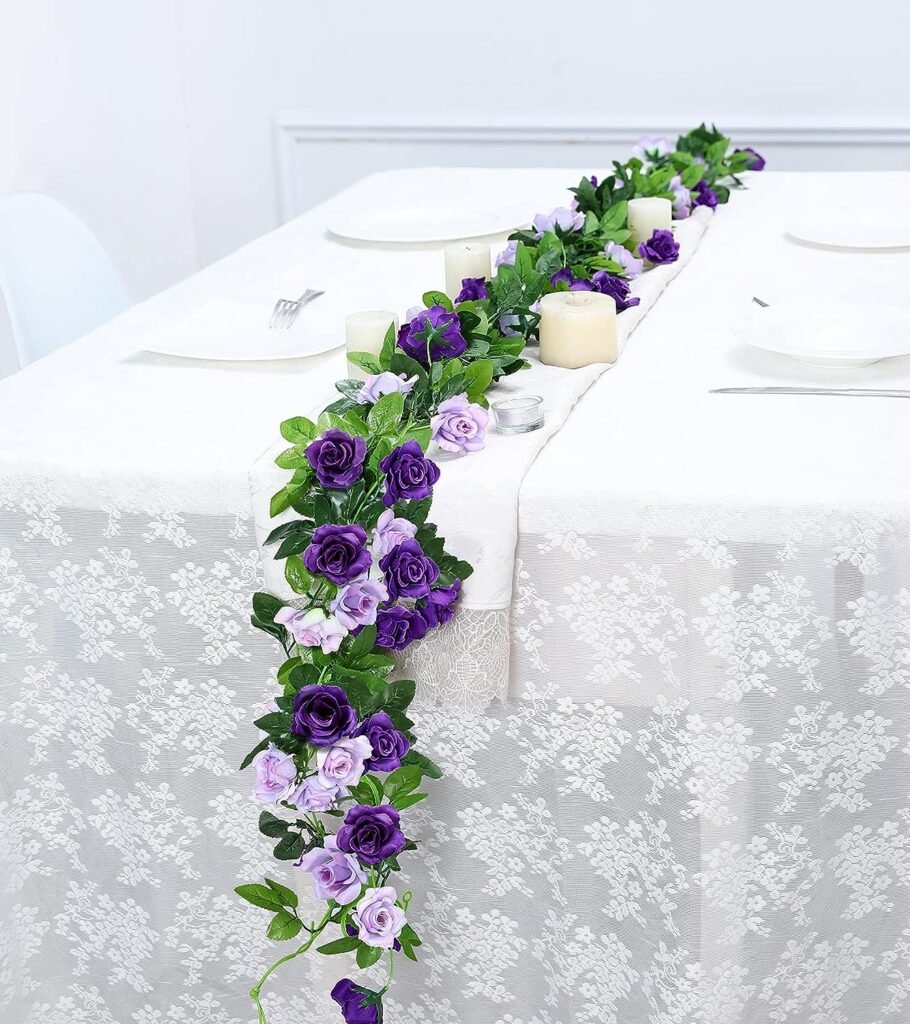 Kunstbloemenslinger Paars - Kunstmatige Klimplant voor Wanddecoratie - Hangende Bloemen - Set van 2 Stuks