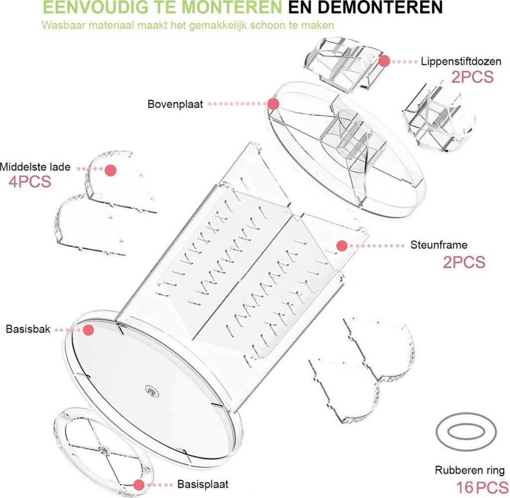 Draaibare make-up organizer transparant voor cosmetica, skincare en make-up Is this conversation helpful so far?