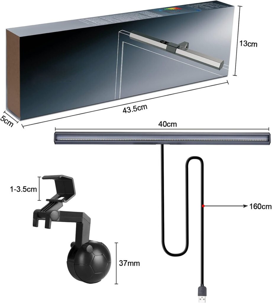 Computermonitorlamp met USB-poort en verstelbare LED-verlichting voor PC-monitor