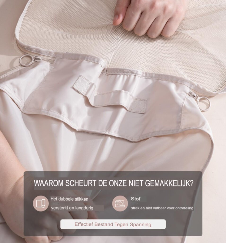 Koffer organizer set 9-delig met reisbagage opbergzakken in beige