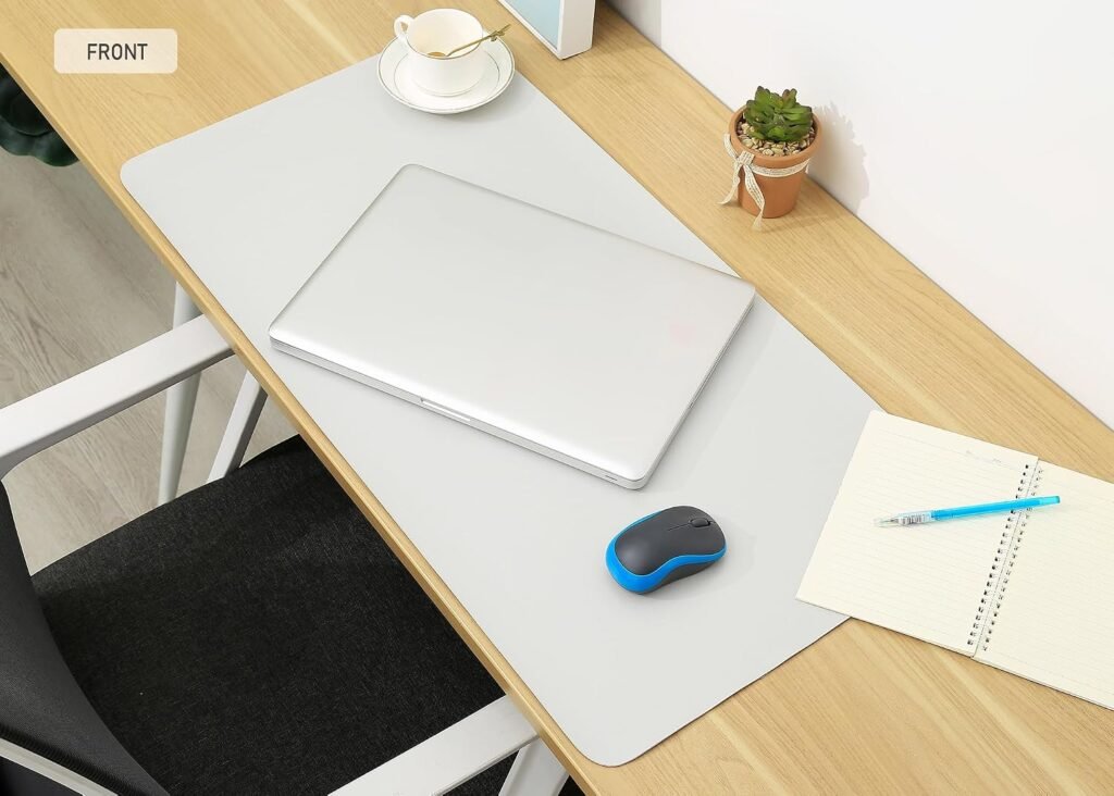 Dubbelzijdige bureau-onderlegger met opbergvakken, waterbestendig en gemakkelijk schoon te maken
