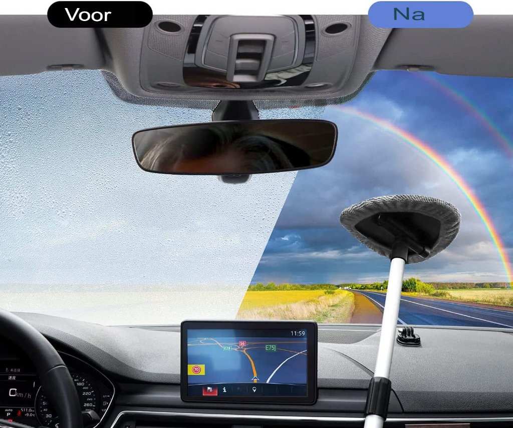 Autoruitreinigingsborstel met microvezelpads voor auto-interieur en voorruit