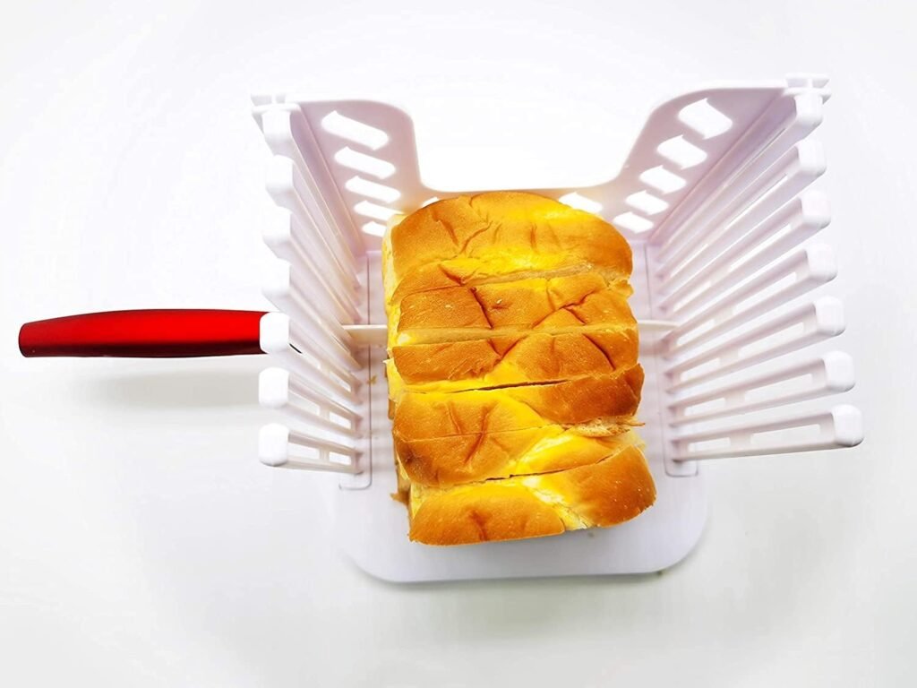 Verstelbare broodsnijder voor zelfgebakken brood en sandwiches, opvouwbaar met instelbare snijdikte