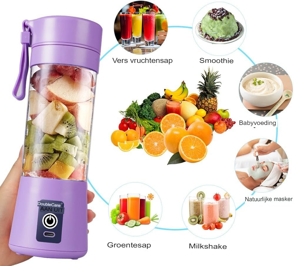 Draagbare elektrische USB sapcentrifuge en mini mixer voor smoothies, compact en geschikt voor onderweg