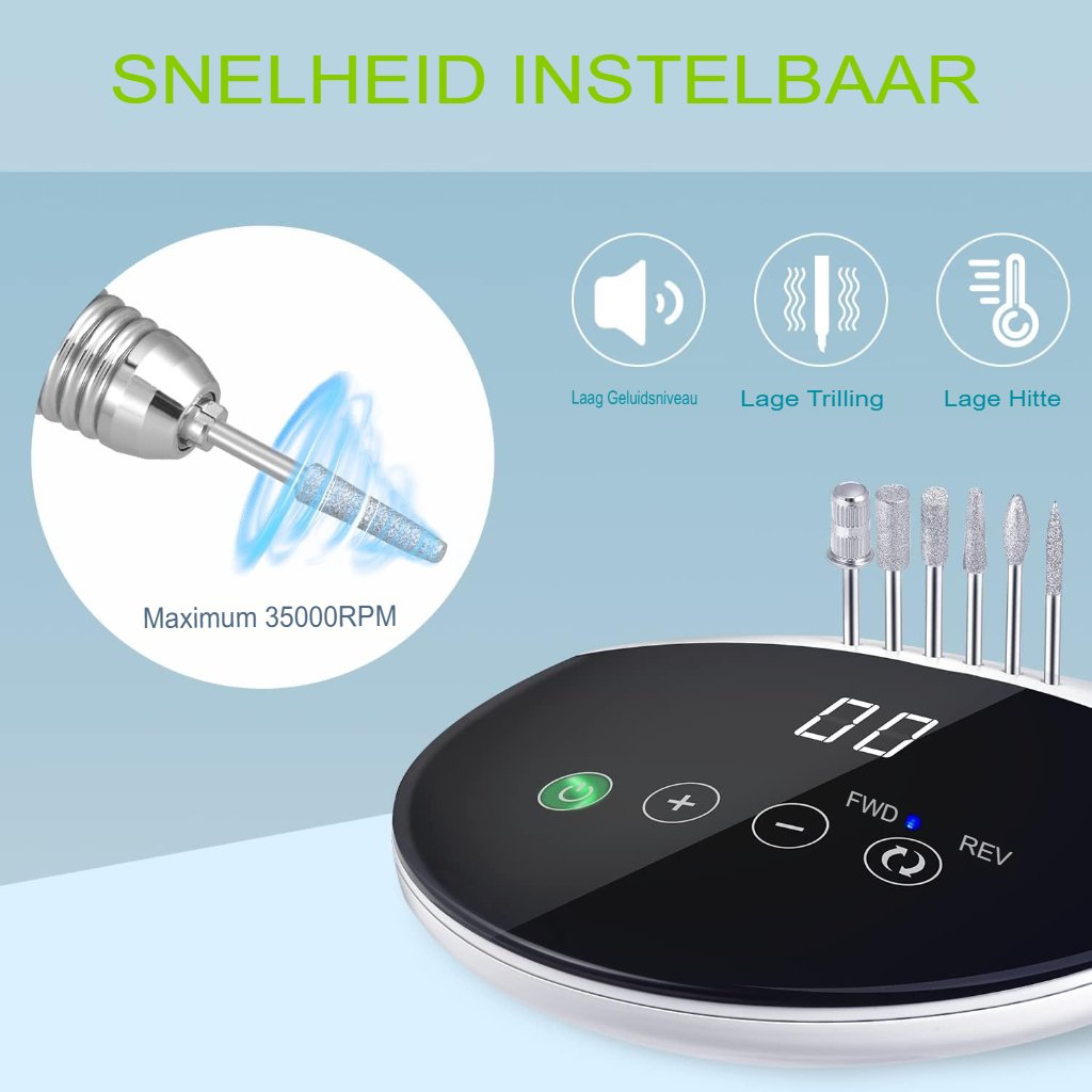 Elektrische nagelfrees met instelbare snelheid en HD LED-display voor nagelverzorging