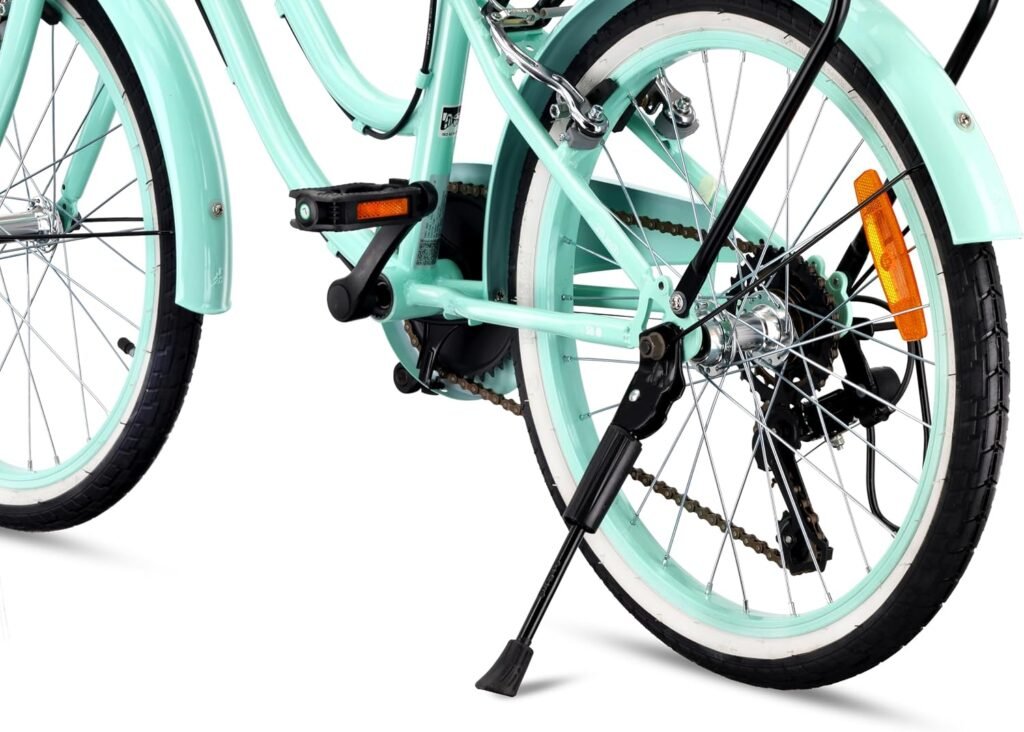 Meisjesfiets 20 inch met 6 versnellingen, V-brake remmen, bagagedrager en reflectoren