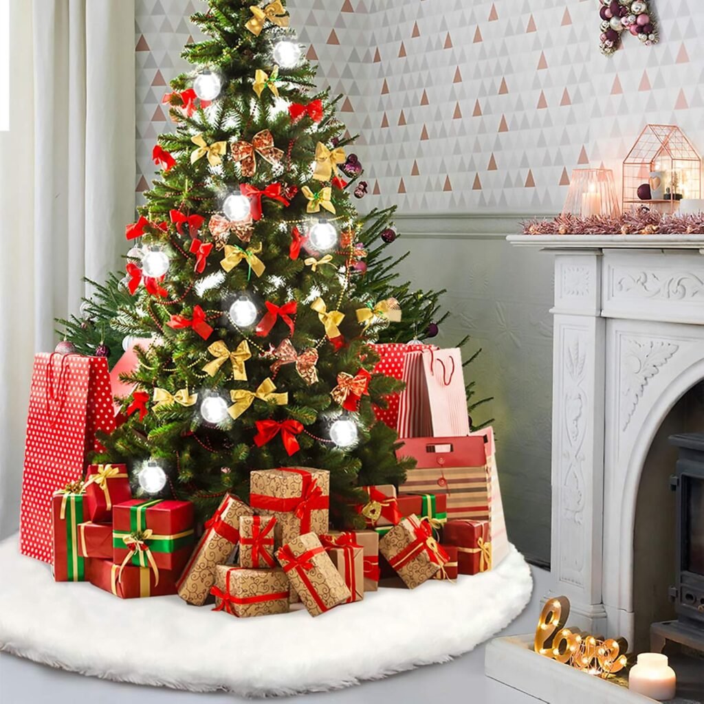 Wit nepbont kerstboomkleed 120 cm voor kerstboomversiering tijdens Kerstmis en Nieuwjaar