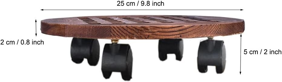 Houten plantenbak met wielen 25 cm bruin, 360 graden draaibaar, waterdicht voor binnen en buiten