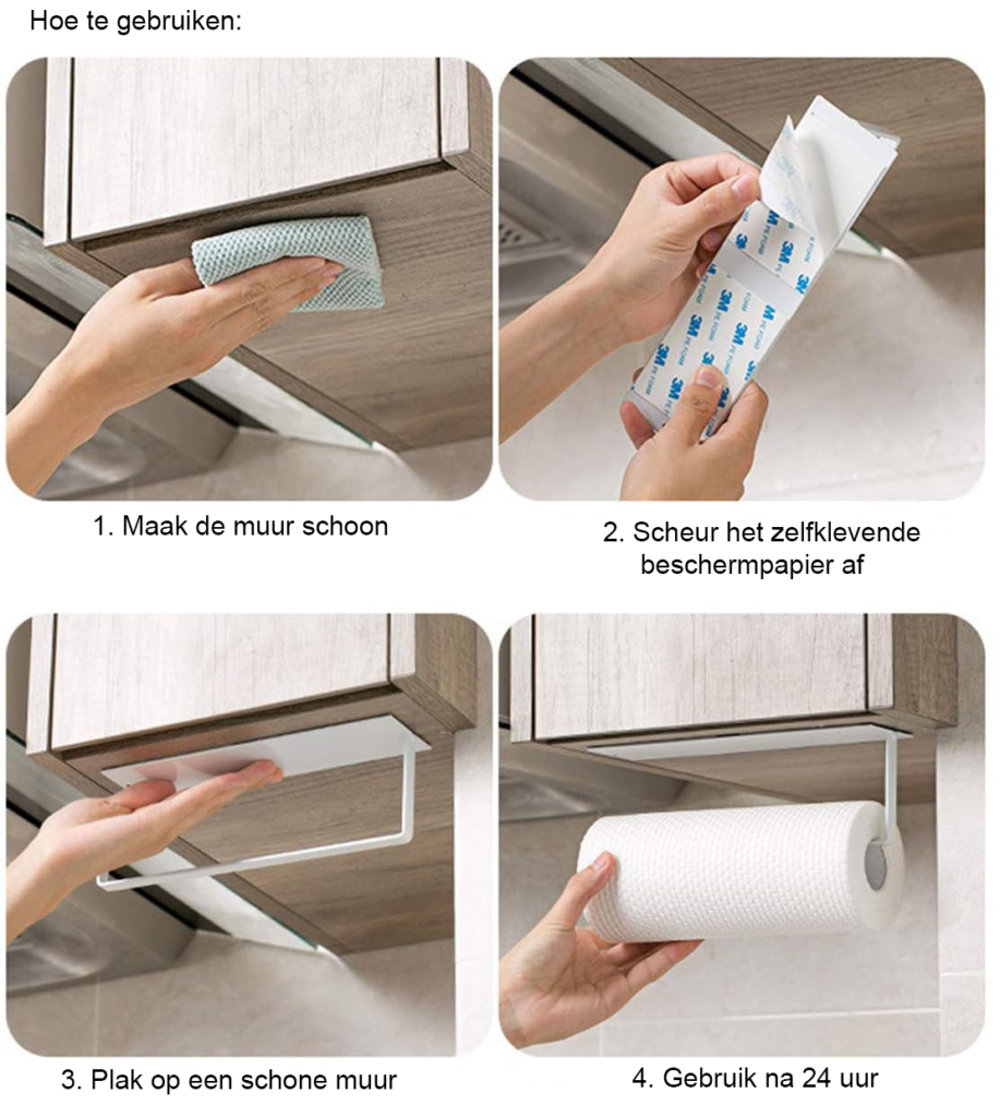 Keukenrolhouder voor wandmontage van roestvrij staal, ruimtebesparend keukenpapierrek voor keuken en toilet