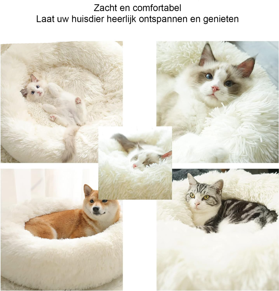Pluche huisdierenbed voor katten en honden, comfortabel en makkelijk schoon te maken