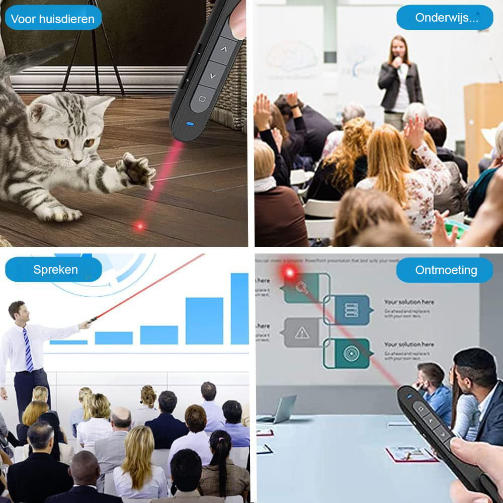 Draadloze oplaadbare presentatie clicker voor PowerPoint, compact en draagbaar