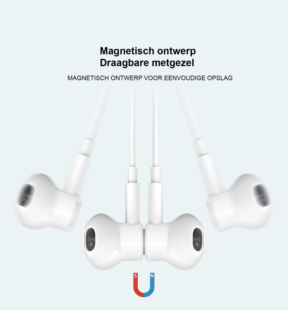 Bedrade in-ear oortelefoon met microfoon wit voor handsfree bellen