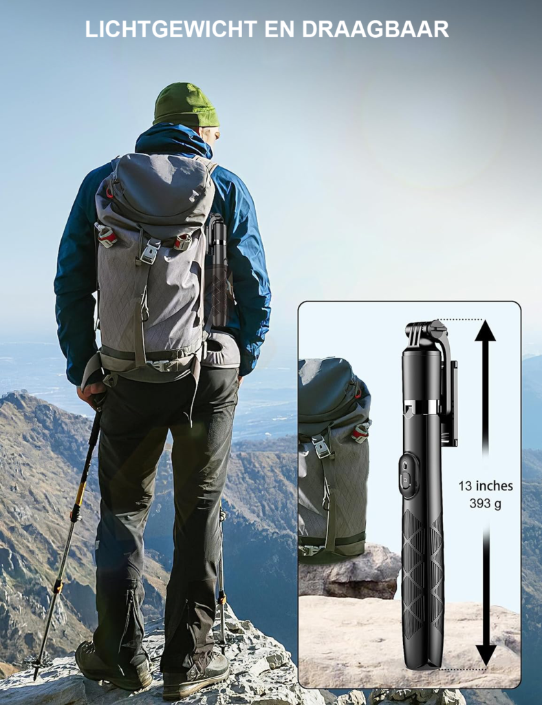 Verstelbaar statief met afstandsbediening voor camera en smartphone, 180 cm, universele houder