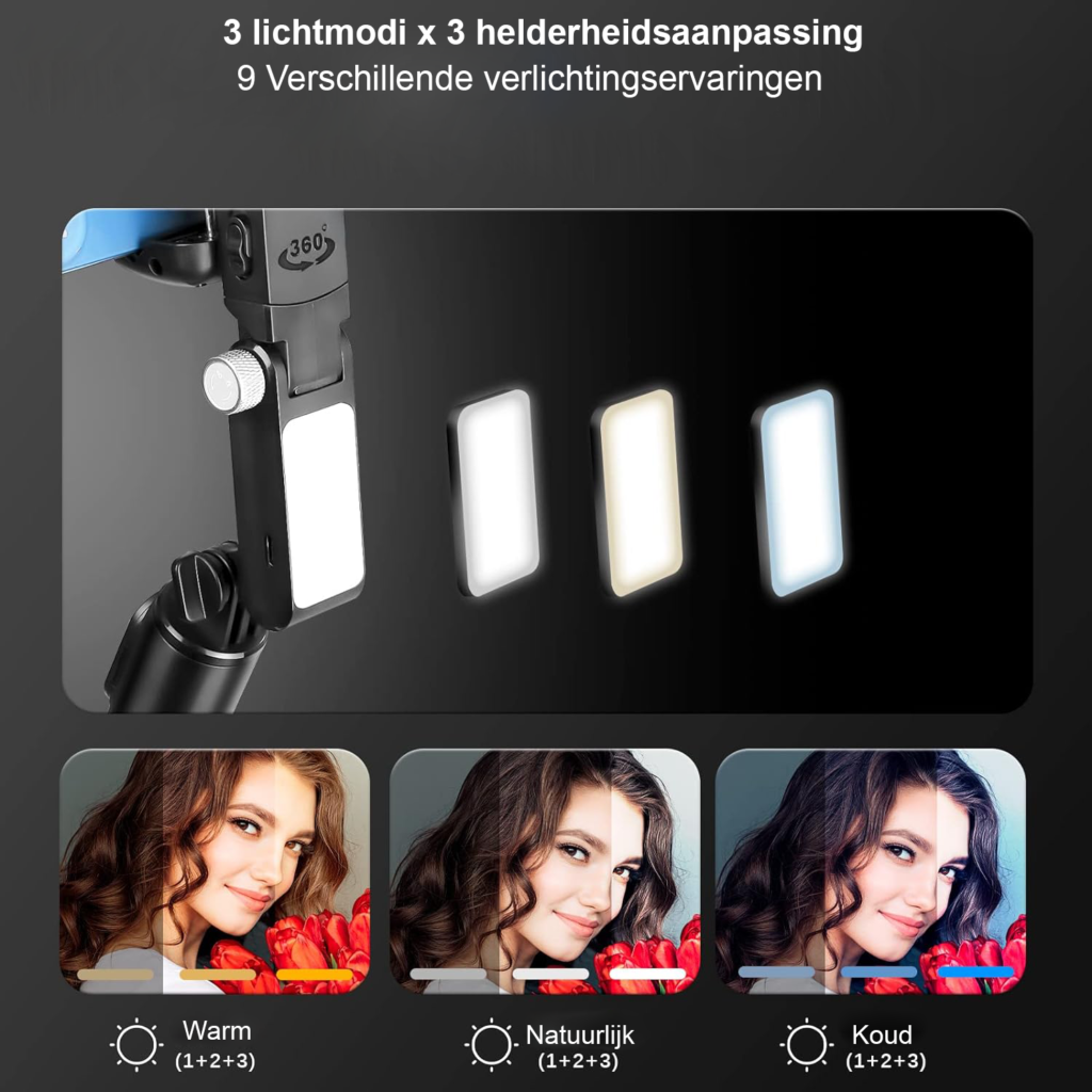 Smartphone gimbal stabilizer met Bluetooth, draagbare anti-shaking gimbal voor stabiele smartphonevideo’s en handsfree bediening.