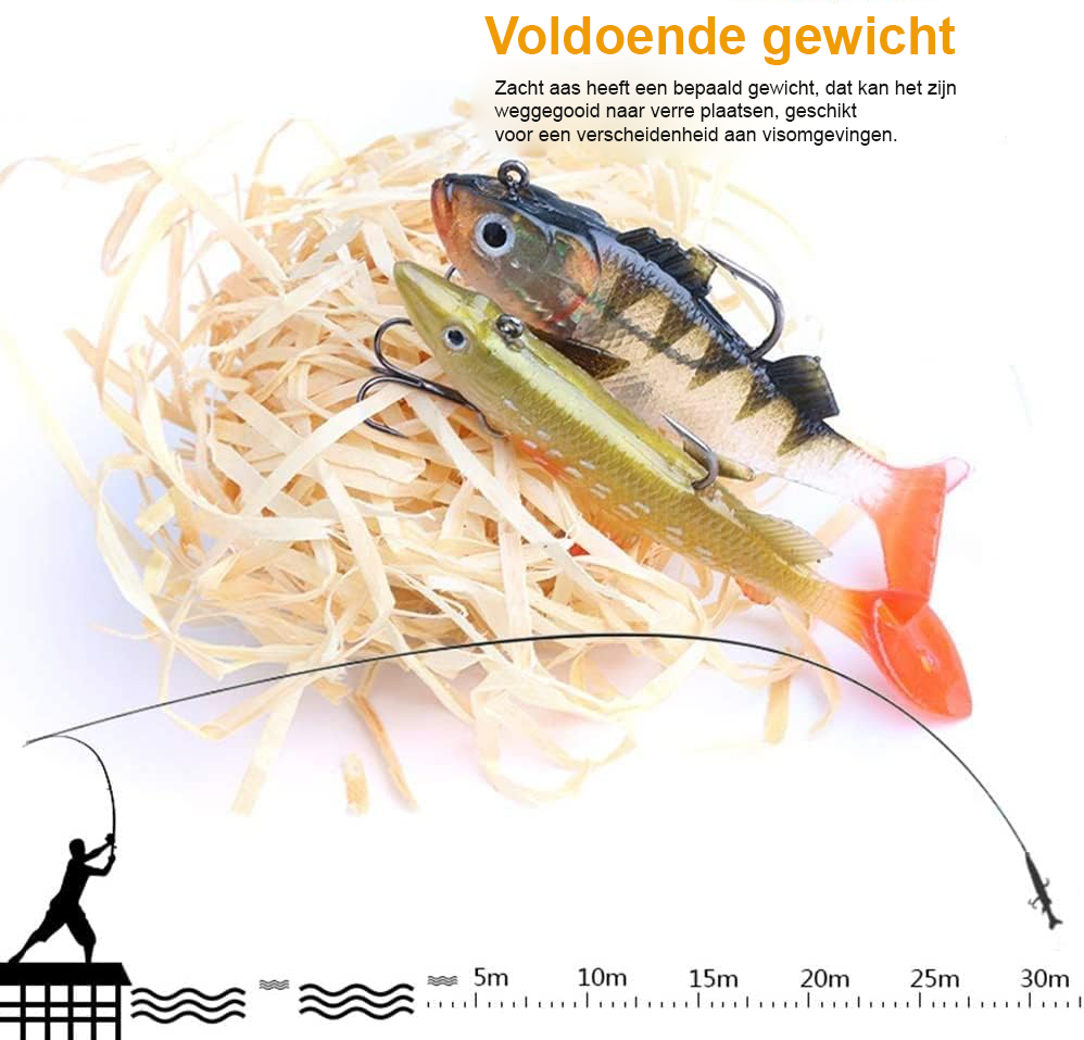 Visaas set voor zalmvissen met 8 realistische siliconen spinning lures voor zoet- en zoutwater