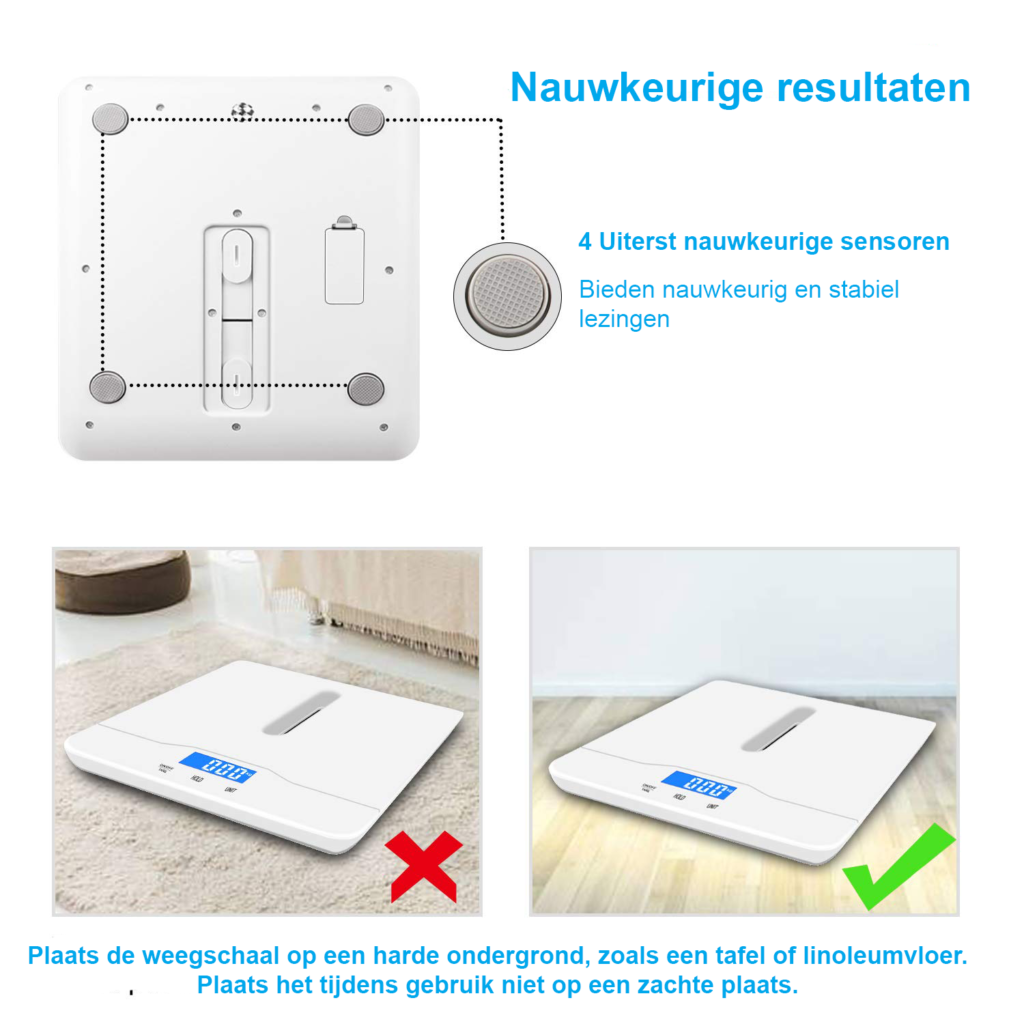 Digitale babyweegschaal met precisieweegfunctie en groot LCD-display voor baby's en kleine dieren