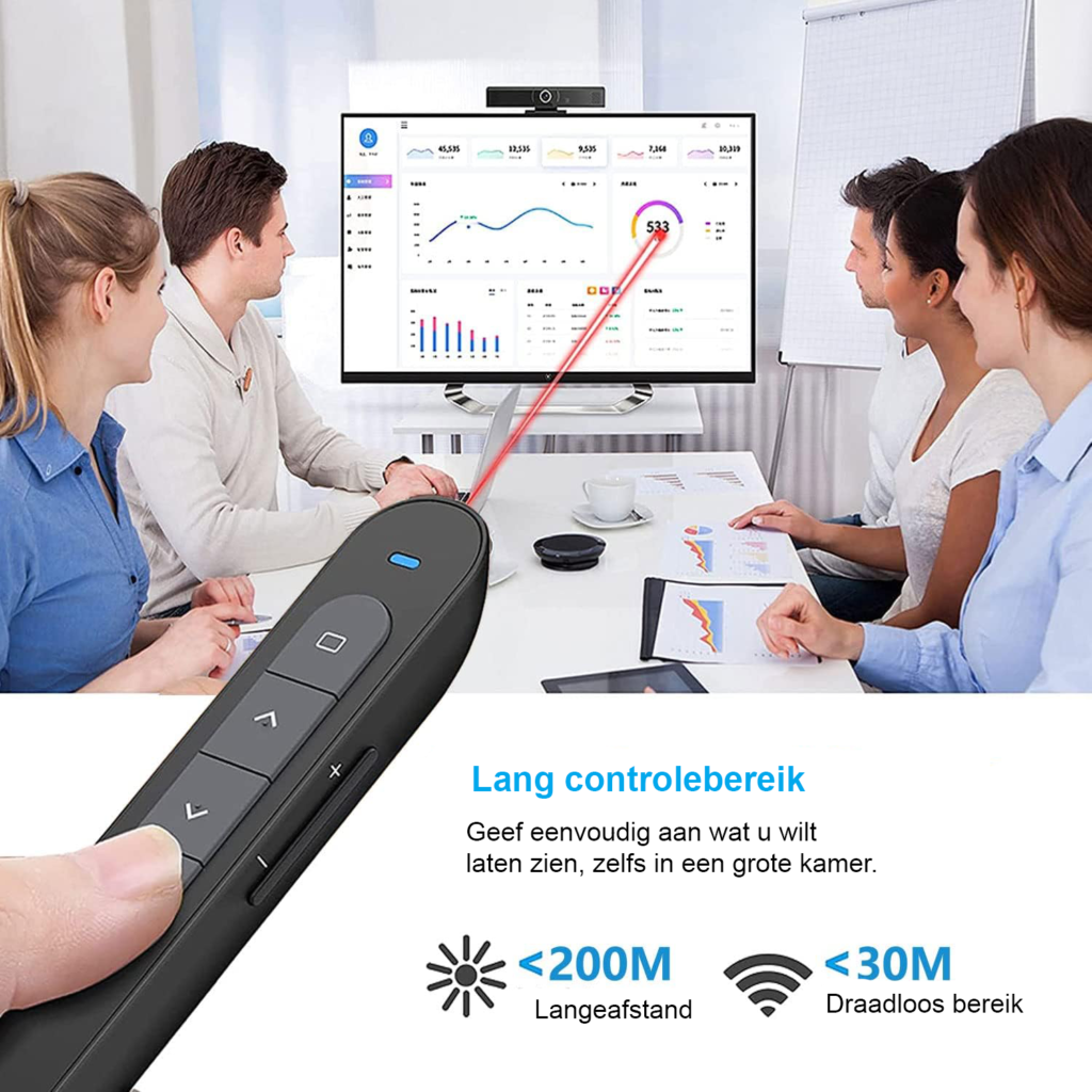Draadloze oplaadbare presentatie clicker voor PowerPoint, compact en draagbaar