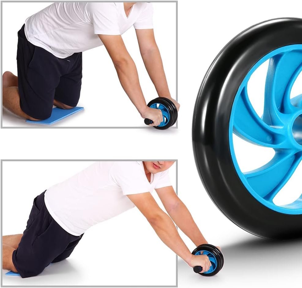 Fitness set voor buiktraining in grijs met kniebeschermers voor core training