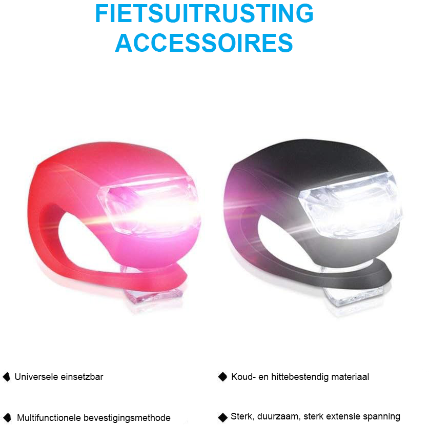 Silicone LED fietslampjes set USB oplaadbaar voor stads- en mountainbikes