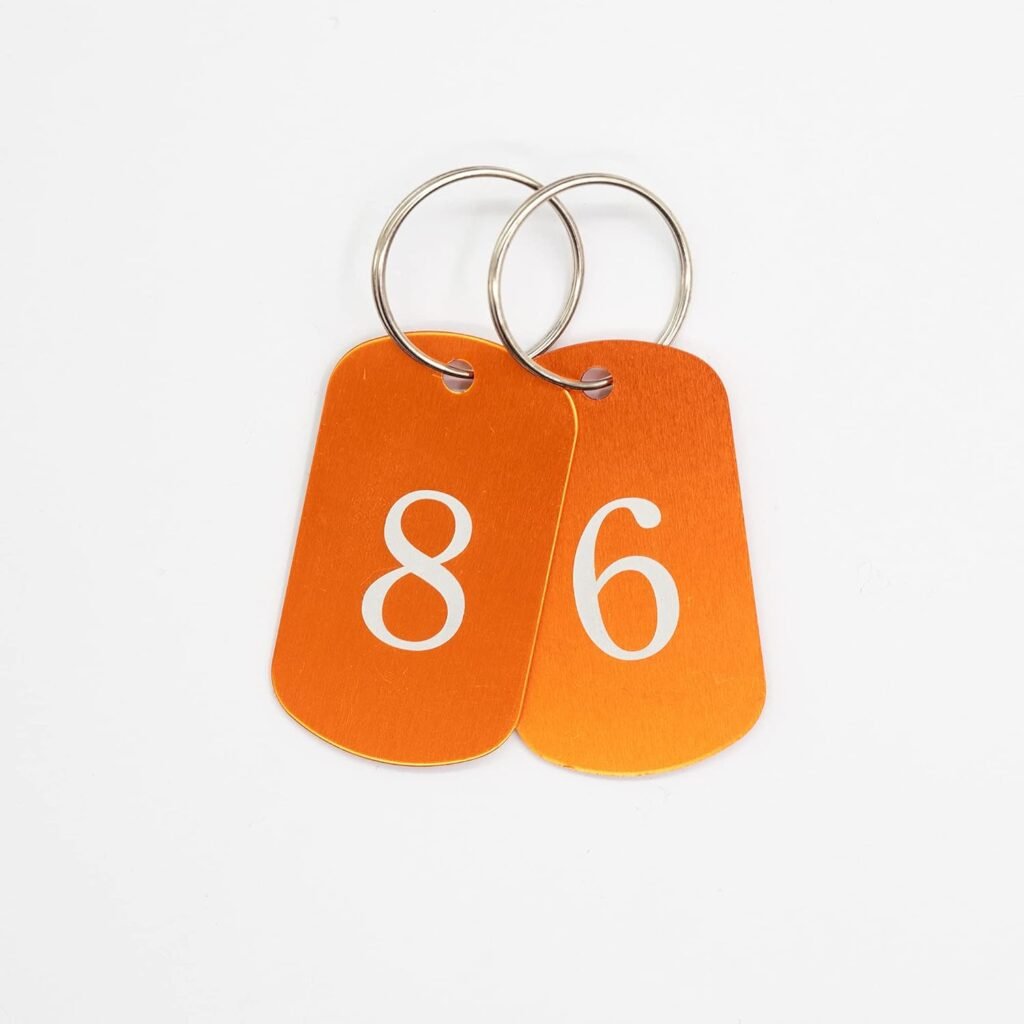 Aluminium gegraveerde nummerlabels en sleutelhangers set voor identificatie en organisatie