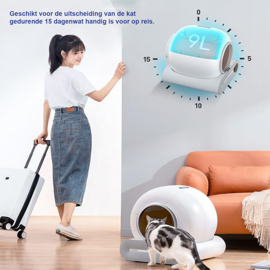 Automatische kattenbak met zelfreinigend zeefsysteem en app – 65 liter