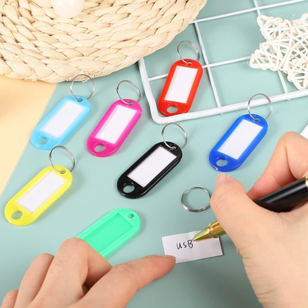 Beschrijfbare sleutelhangers met belettering set van 50 stuks
