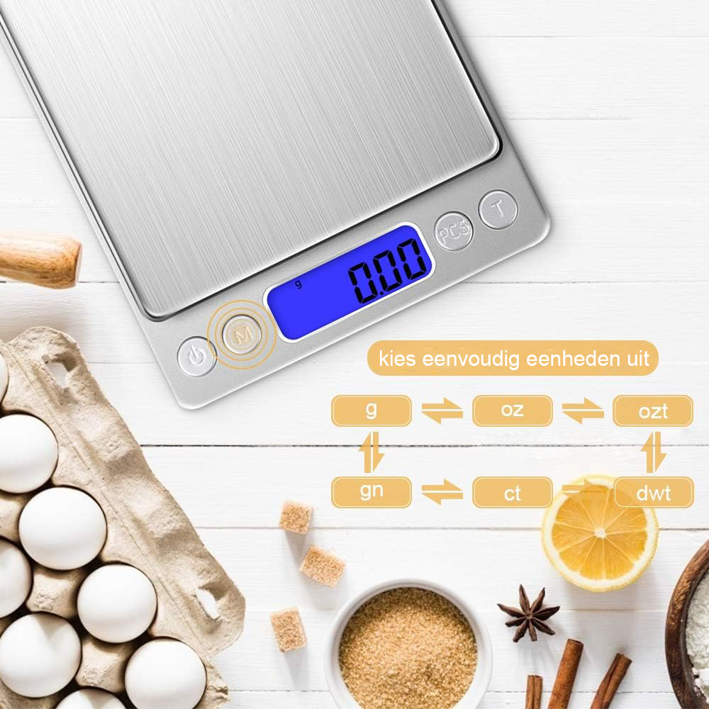Digitale precisieweegschaal tot 200 g met LCD-display, voor sieraden en kruiden