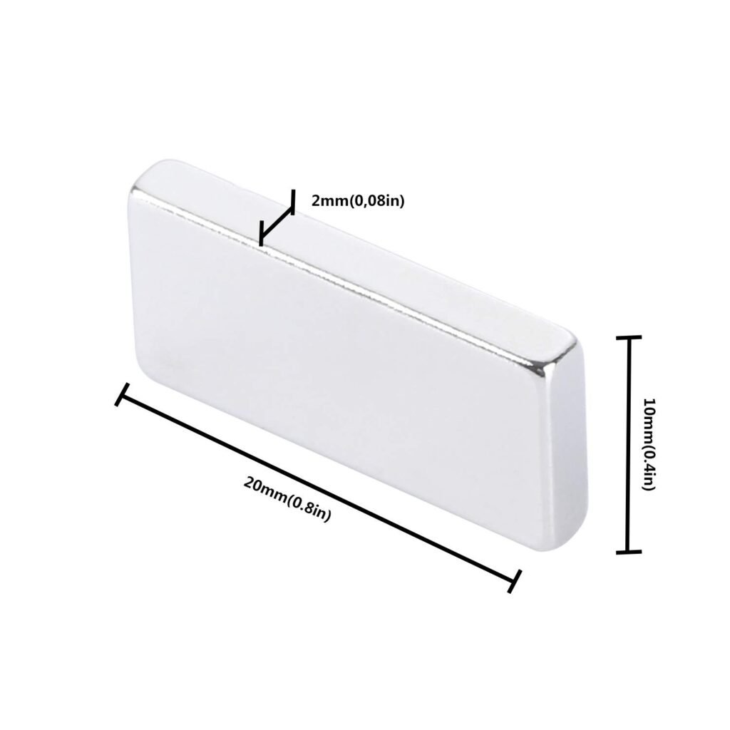 Mini magneten set - rechthoekige staafmagneten 20 x 10 x 2 mm voor whiteboard en koelkast - 20 stuks