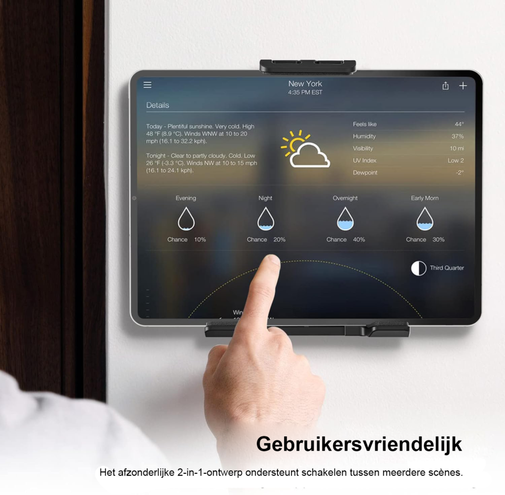 Verstelbare tablet wandhouder voor 4,7 tot 11 inch tablets in keuken of bureau