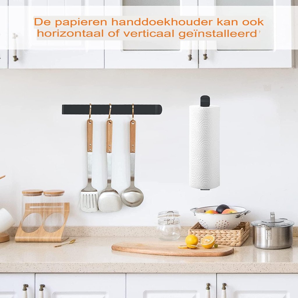 Keukenrolhouder voor wandmontage - ruimtebesparende papierrolhouder